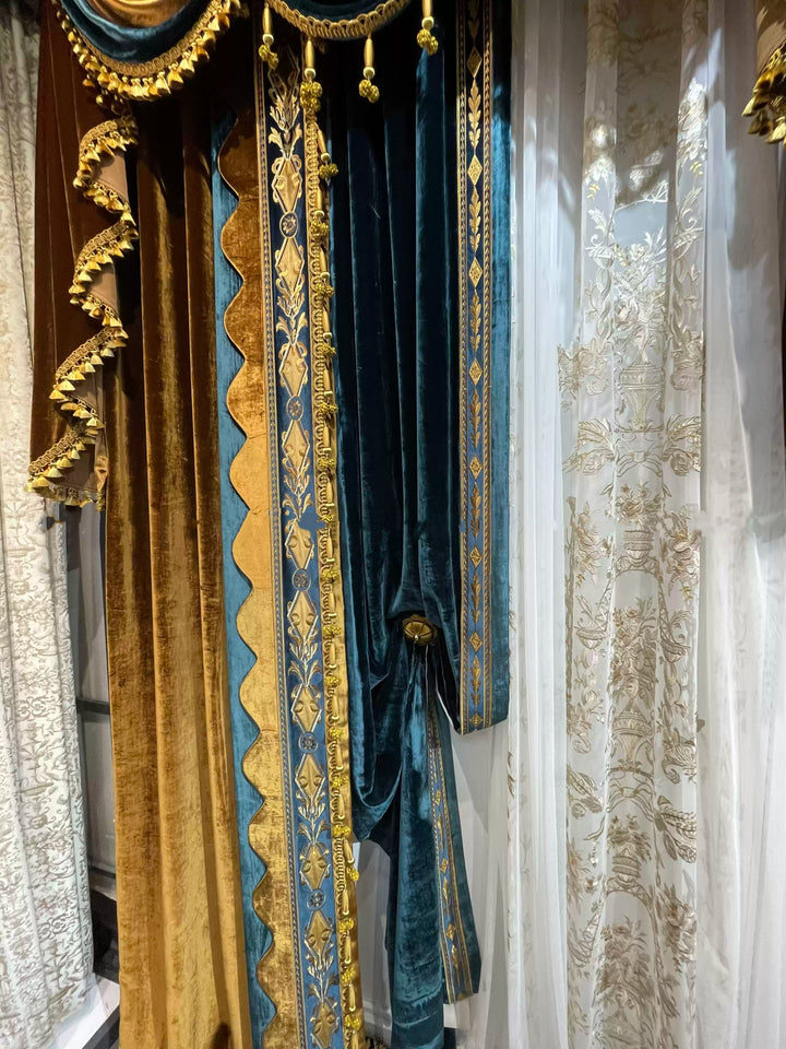 “Palace Reverie” Rococo Curtains – Versailles-Inspired Velvet Drapery for Romantic French Palace Decor
