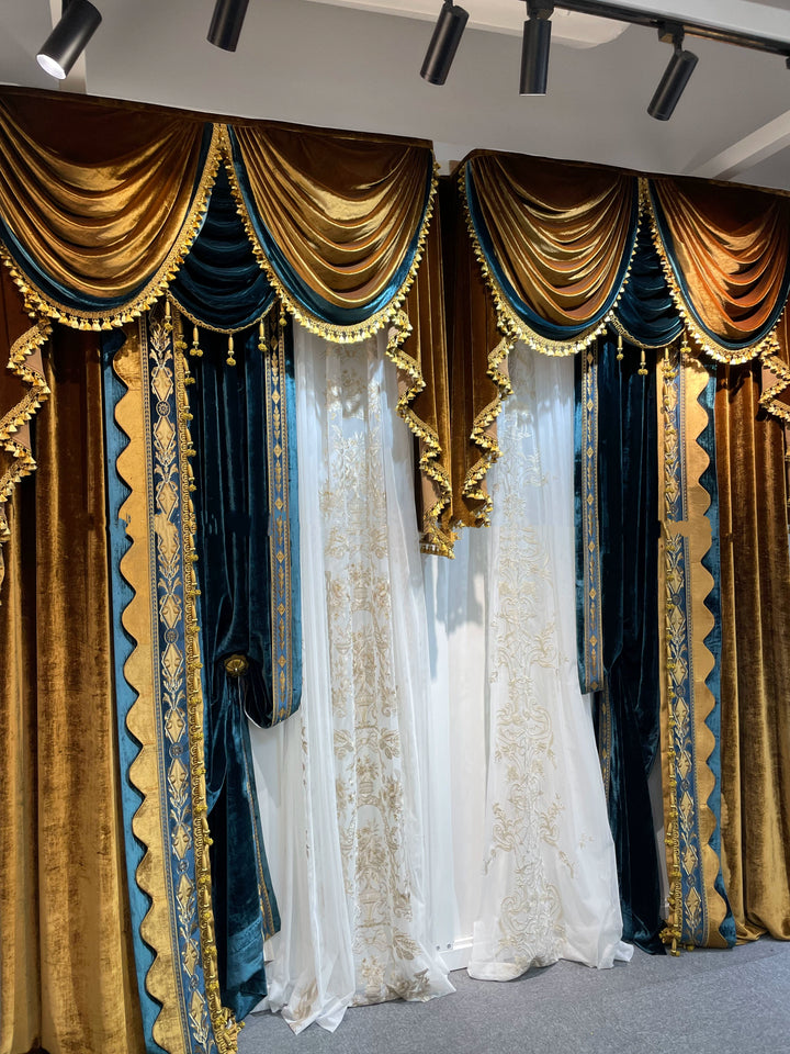 “Palace Reverie” Rococo Curtains – Versailles-Inspired Velvet Drapery for Romantic French Palace Decor