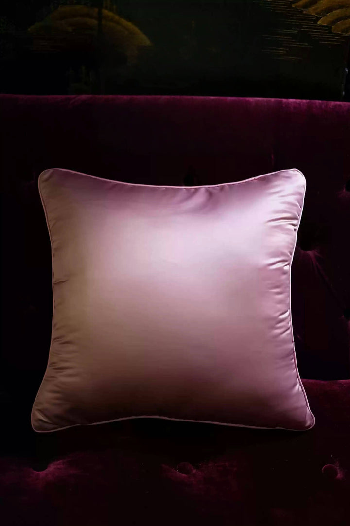Silk Velvet Throw Pillow in Yangfei Pink – Handmade New Chinese Style Decorative Cushion