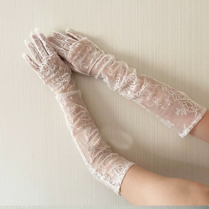 Vintage-Inspired Long Bridal Lace Gloves - Elegant Wedding Gloves