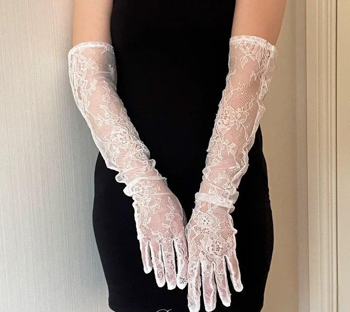 Vintage-Inspired Long Bridal Lace Gloves - Elegant Wedding Gloves