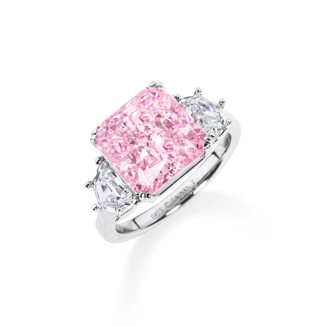 Vintage-Inspired Pink Emerald Cut Decoy Travel Engagement Ring 5.5 Carat