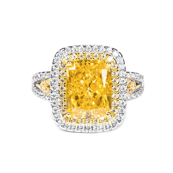 Vintgae-Inspired Yellow Cubic Zirconia Decoy Engagement Ring 3 Carat