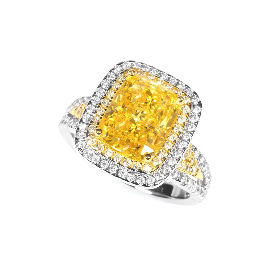 Vintgae-Inspired Yellow Cubic Zirconia Decoy Engagement Ring 3 Carat