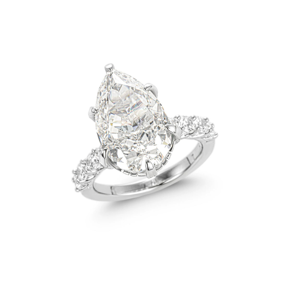 Elegant Statement Pear Cut Cubic Zirconia Decoy Engagement Ring 6 Carat