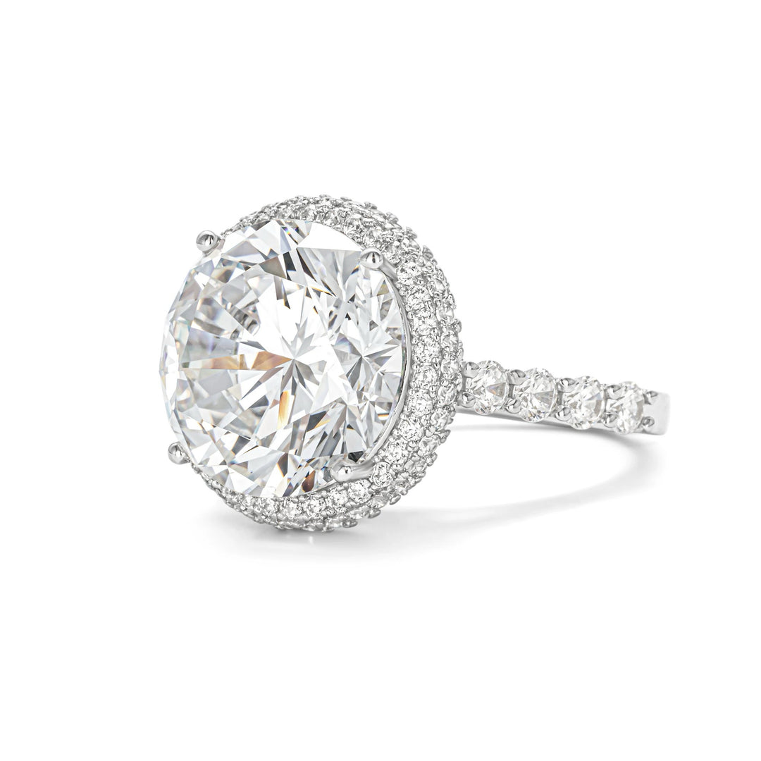 Luxury Round Cut Cubic Zirconia Halo Decoy Engagement Ring 10 Carat