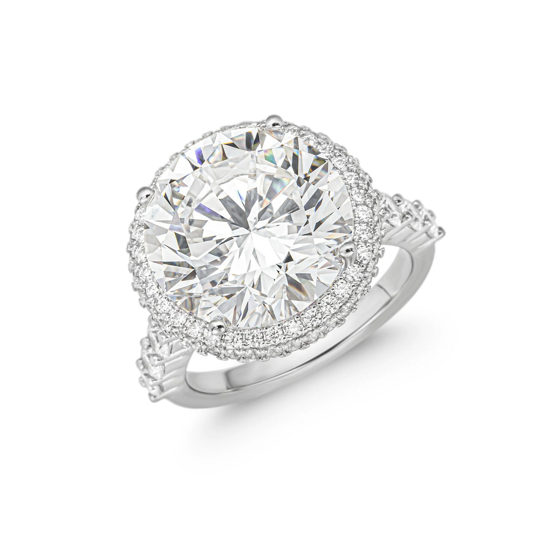 Luxury Round Cut Cubic Zirconia Halo Decoy Engagement Ring 10 Carat