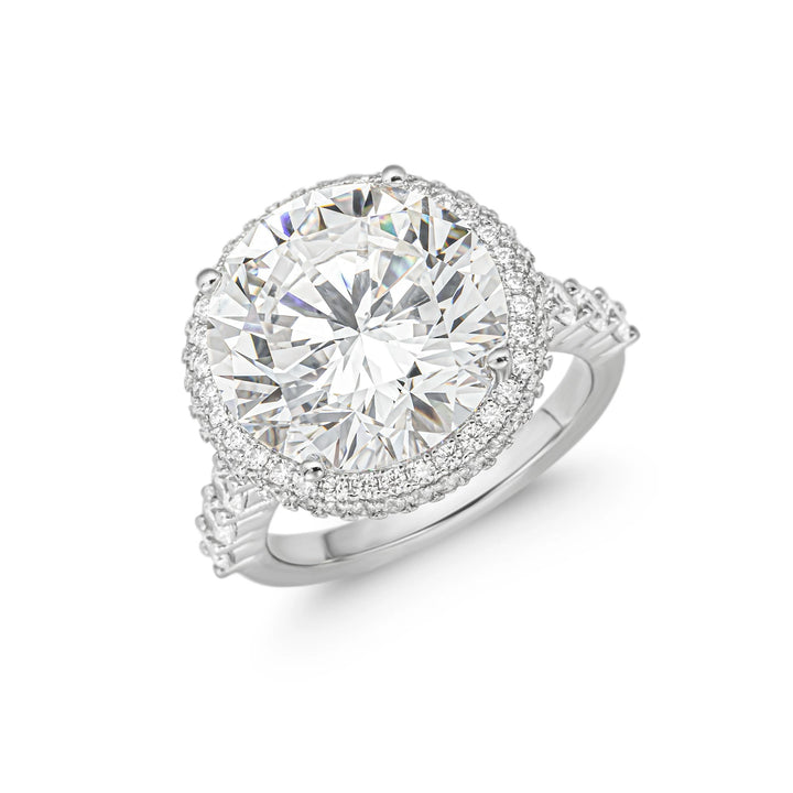 Luxury Round Cut Cubic Zirconia Halo Decoy Engagement Ring 10 Carat