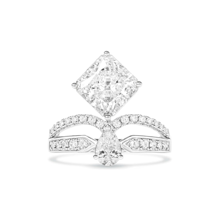 Luxury Square and Pear Cut Cubic Zirconia Decoy Engagement Ring