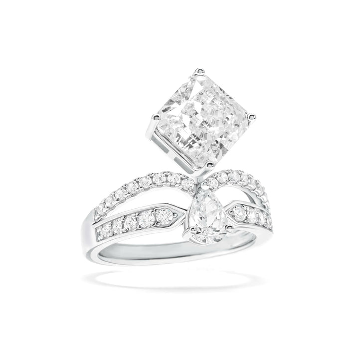 Luxury Square and Pear Cut Cubic Zirconia Decoy Engagement Ring