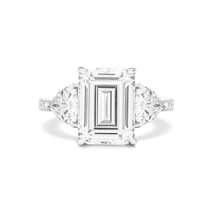Luxury Emerald Cut Cubic Zirconia Three Stone Decoy Engagement Ring 5 Carat