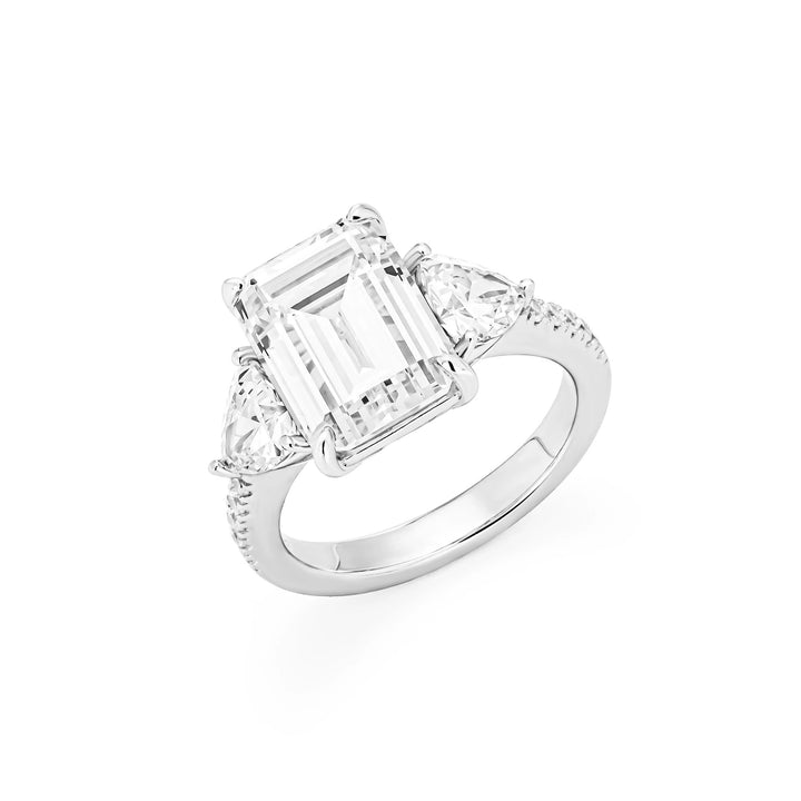 Luxury Emerald Cut Cubic Zirconia Three Stone Decoy Engagement Ring 5 Carat