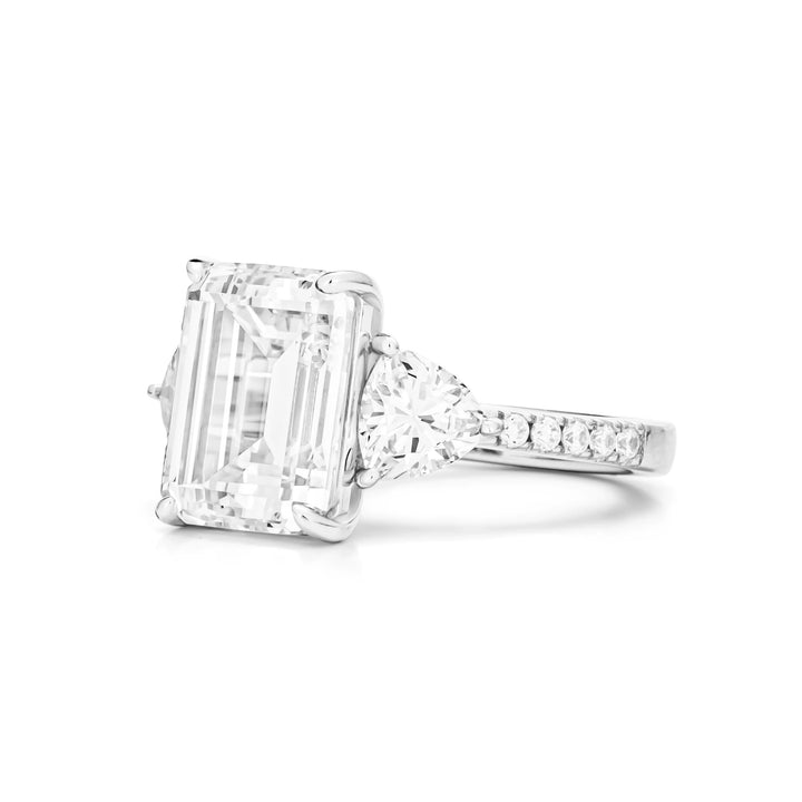 Luxury Emerald Cut Cubic Zirconia Three Stone Decoy Engagement Ring 5 Carat