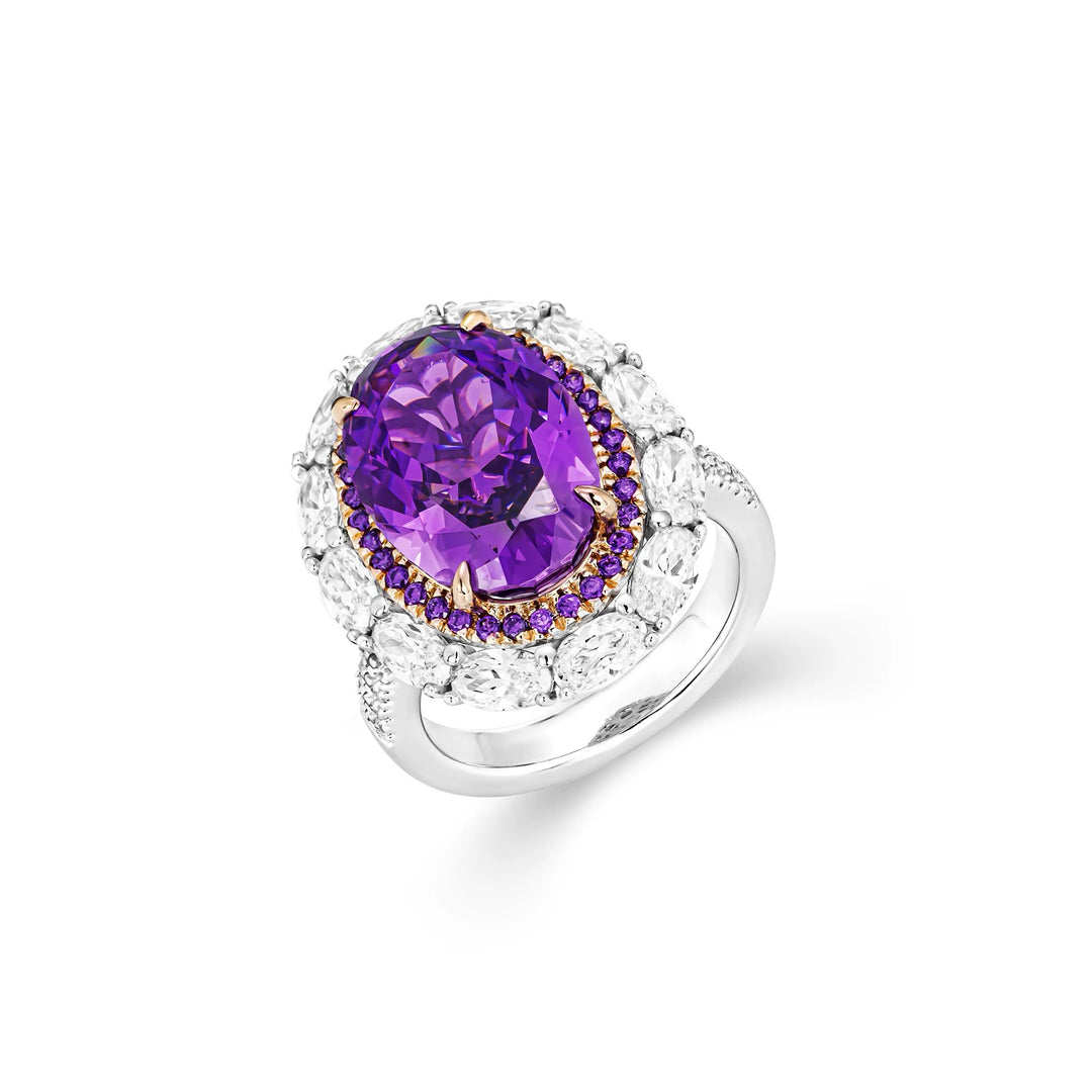 Vintage-Inspired Oval Cut Purple Cubic Zirconia Decoy Engagement Ring 8 Carat