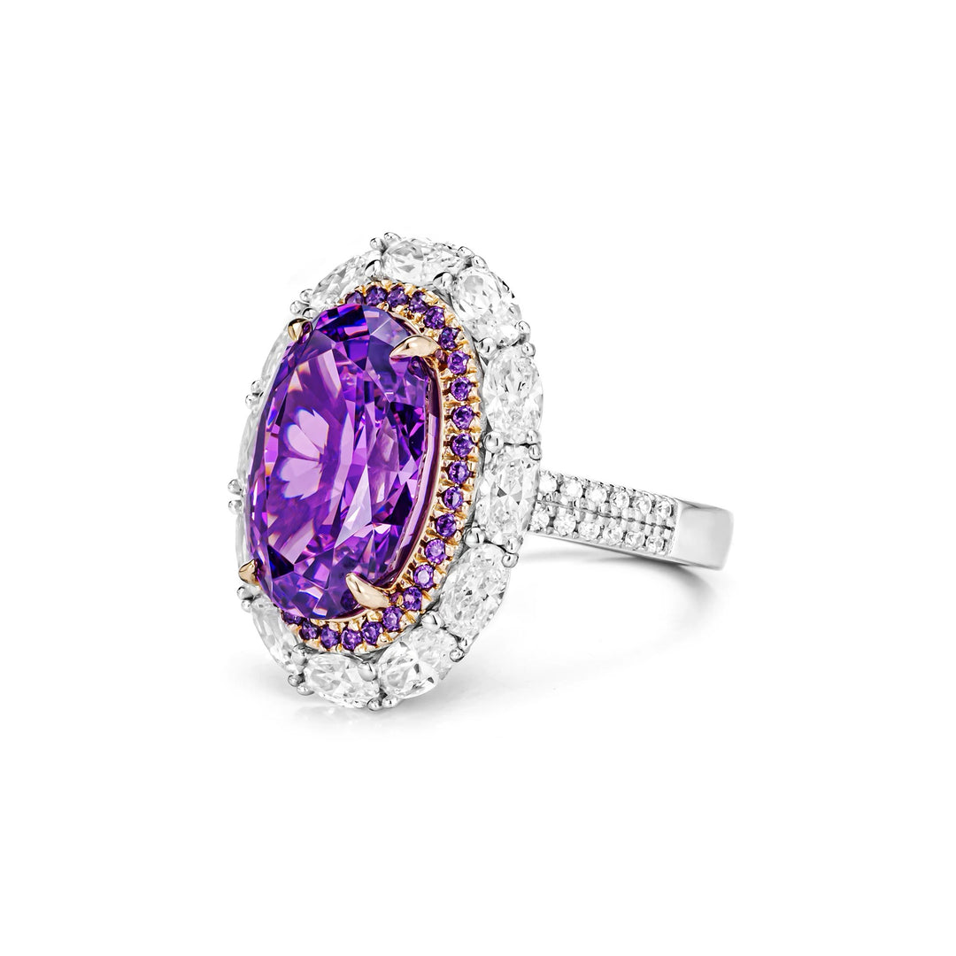 Vintage-Inspired Oval Cut Purple Cubic Zirconia Decoy Engagement Ring 8 Carat