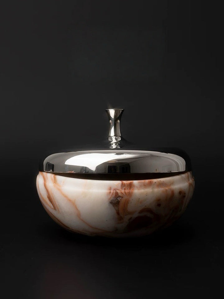 Handmade Art Deco Red Agate Snack Container and Jewelry Box Decor