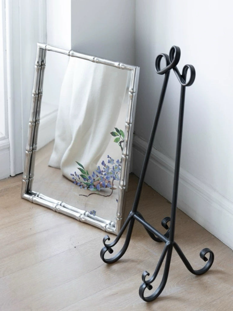 Art Deco Handcrafted French Floor Easel Stand in Black Wrought Iron