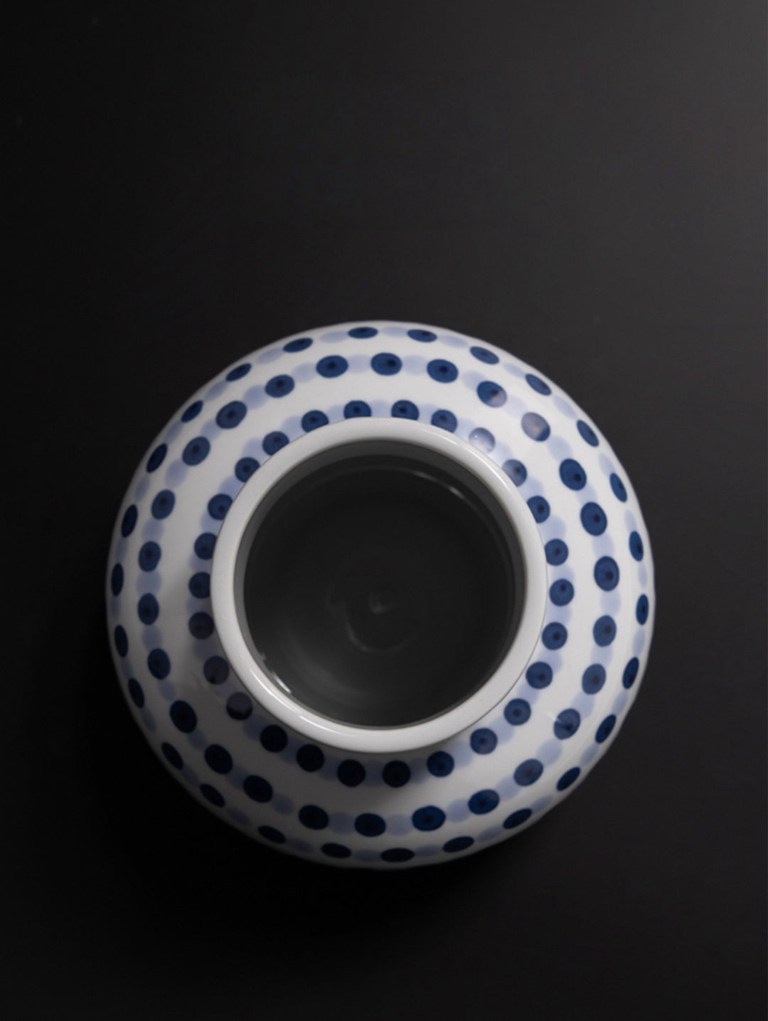 Vintage-Inspired Artistical Handcrafted Blue and White Porcelain Vase Set with Hand Painted Polka Dot
