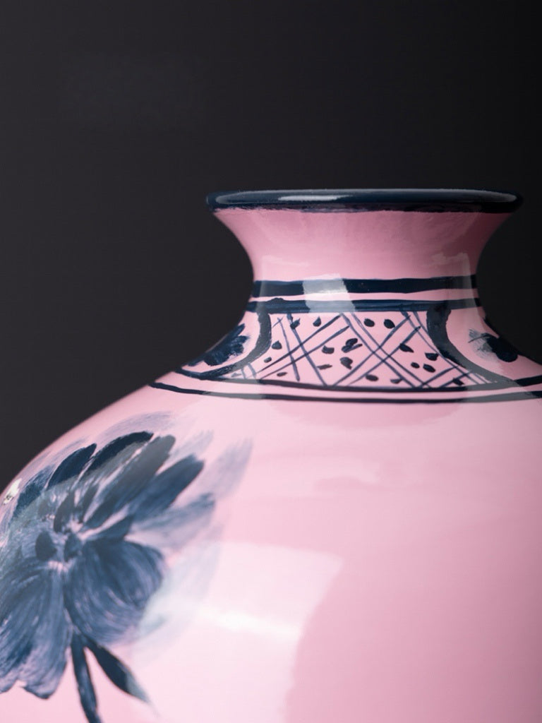 Oriental Style Italian Import Light Purple Hand-Painted Porcelain Vase for Elegant Home Décor