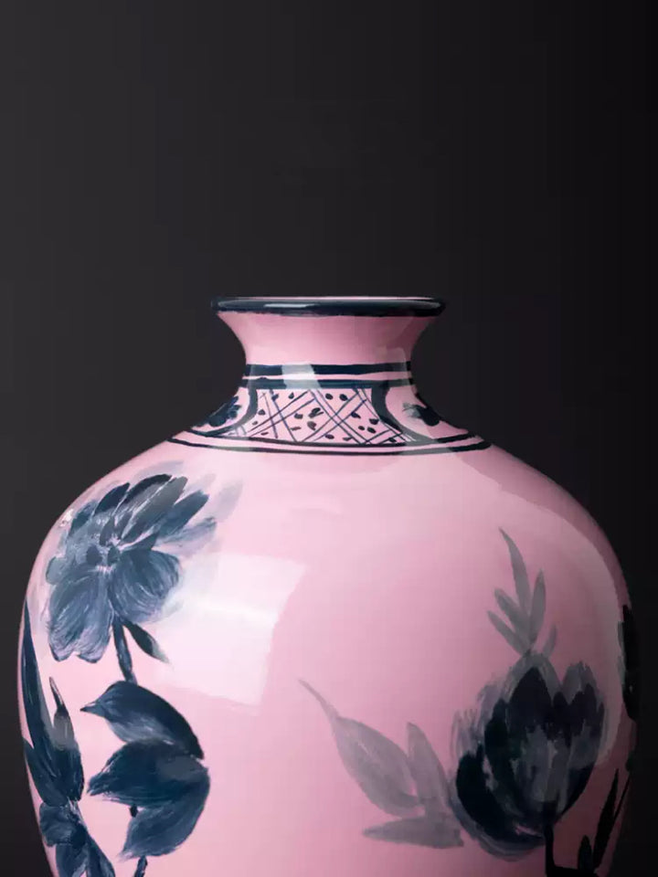 Oriental Style Italian Import Light Purple Hand-Painted Porcelain Vase for Elegant Home Décor