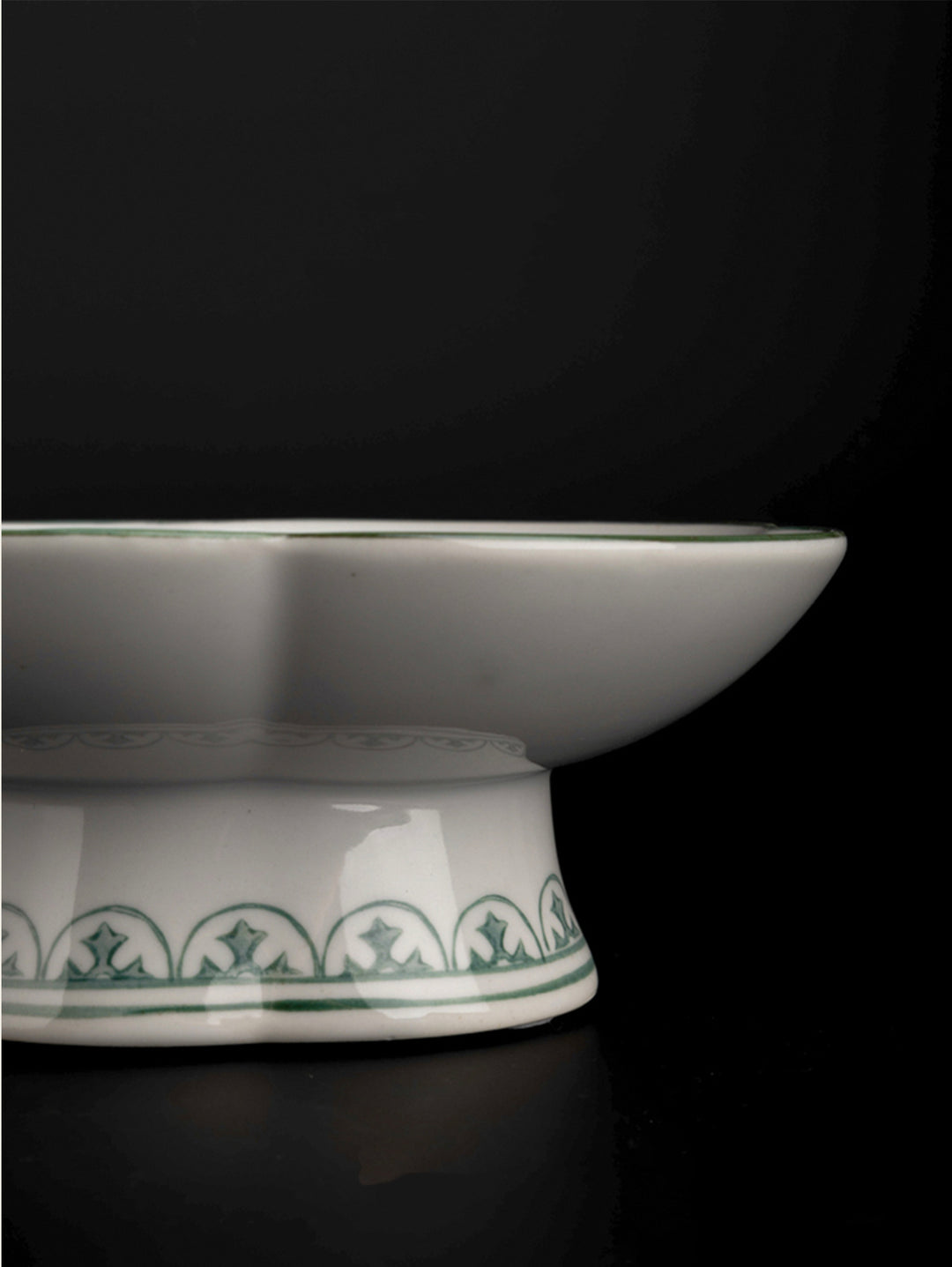 Vintage-Inspired European Import Hand-Painted Porcelain Plate in Celadon Green