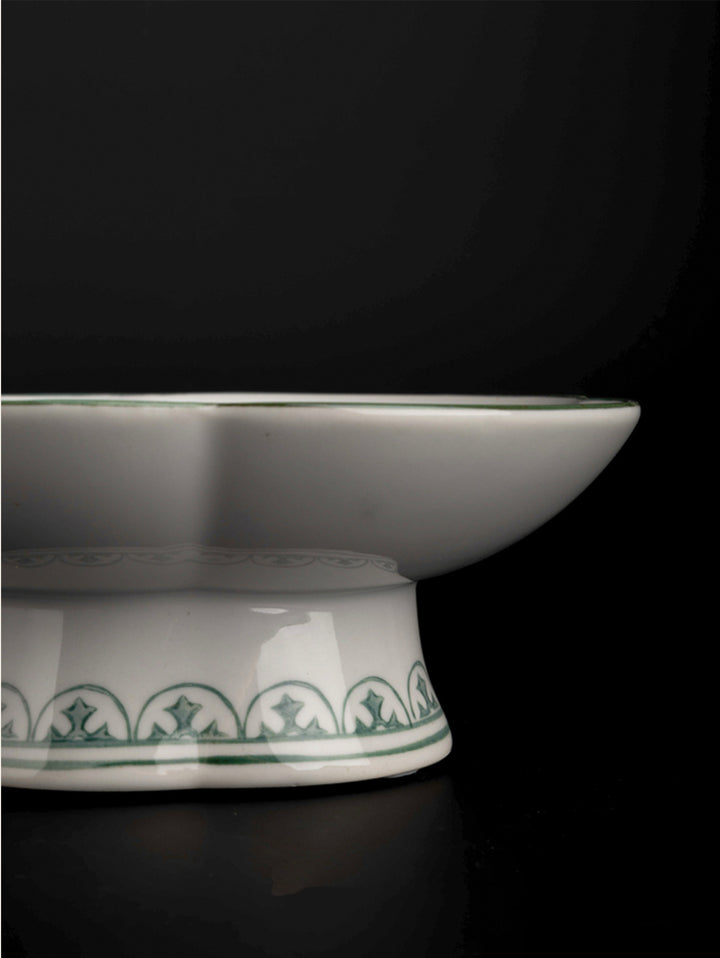 Vintage-Inspired European Import Hand-Painted Porcelain Plate in Celadon Green