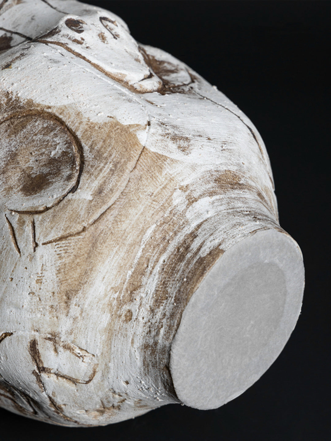 Vintage-Inspired Danish Import Handcrafted Relief Ceramic Vase in Rustic Lava White