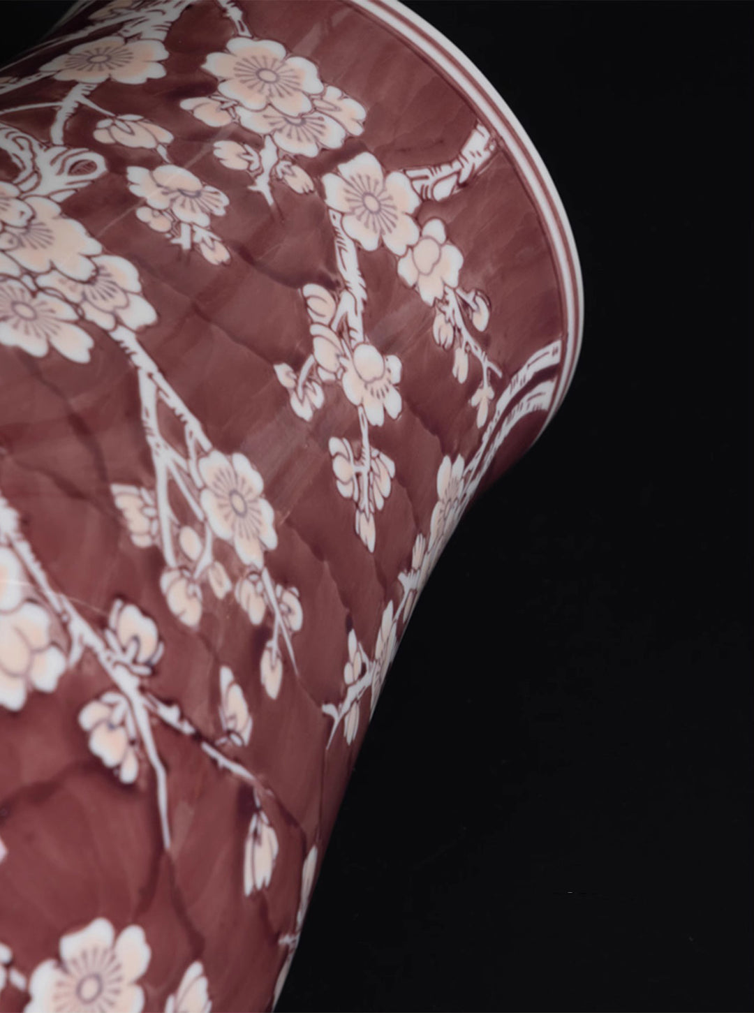 Oriental Vermilion Handmade Porcelain Vase with Royal Red Glaze Imported from France