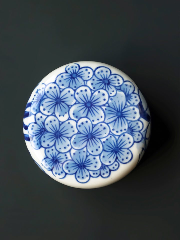 Oriental Handcrafted Large Blue and White Porcelain Vase Hand Painted in Grisaille Under Glaze