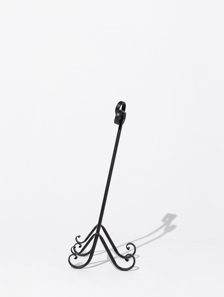 Art Deco Handcrafted French Floor Easel Stand in Black Wrought Iron