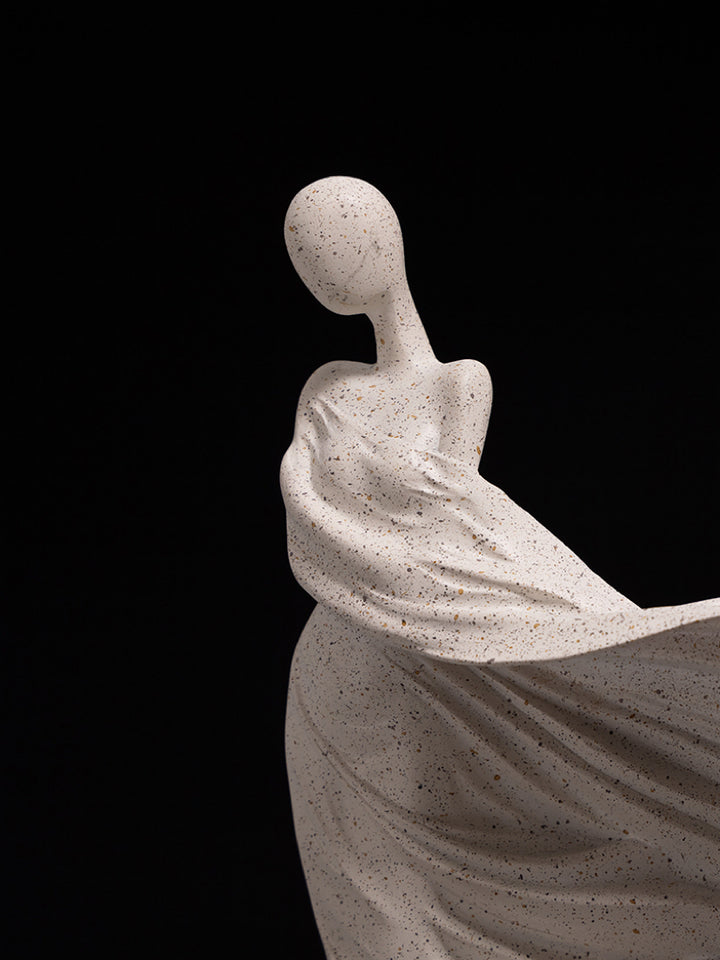 Handmade Italian Limited Edition Rock-Texture Resin Female Figurine Home Decor
