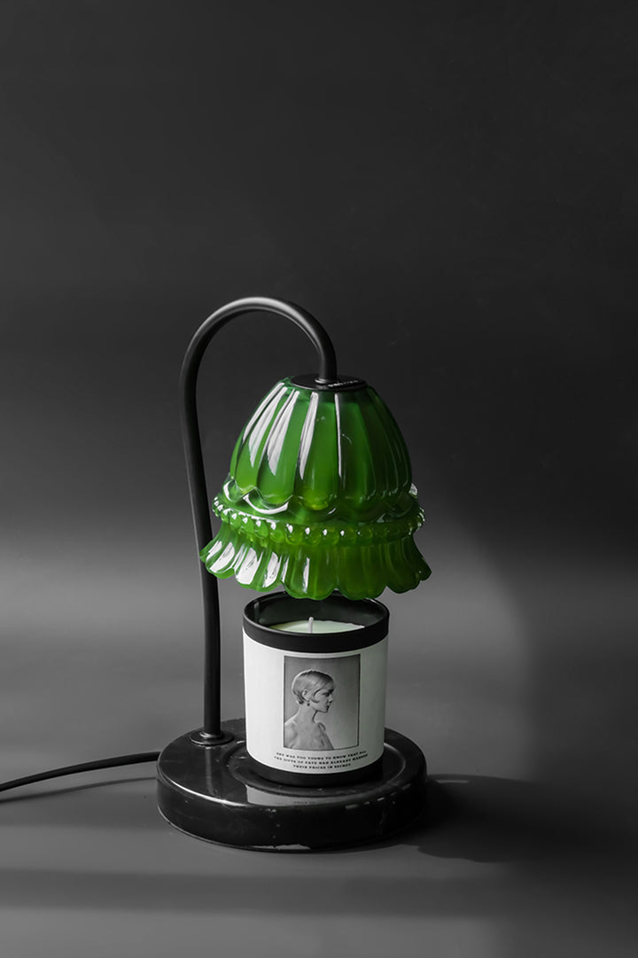 Vintage-Inspired Antique Green Lily of the Valley art Deco Table Lamps and Designer Lamps with Italian Portoro Marble Base
