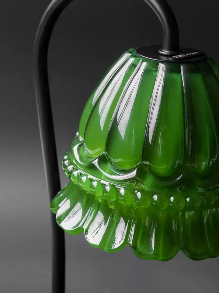 Vintage-Inspired Antique Green Lily of the Valley art Deco Table Lamps and Designer Lamps with Italian Portoro Marble Base