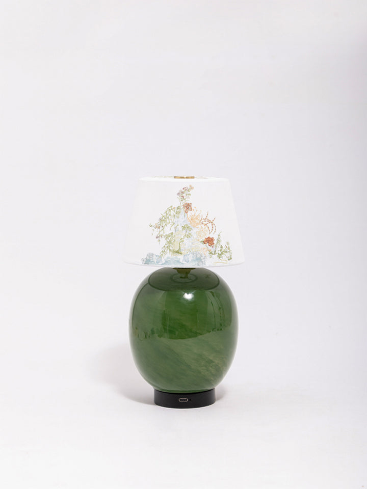 Art Deco Vintage-Inspired 1920s Venetian Glass Touch Lamp with Rechargeable Warm Light