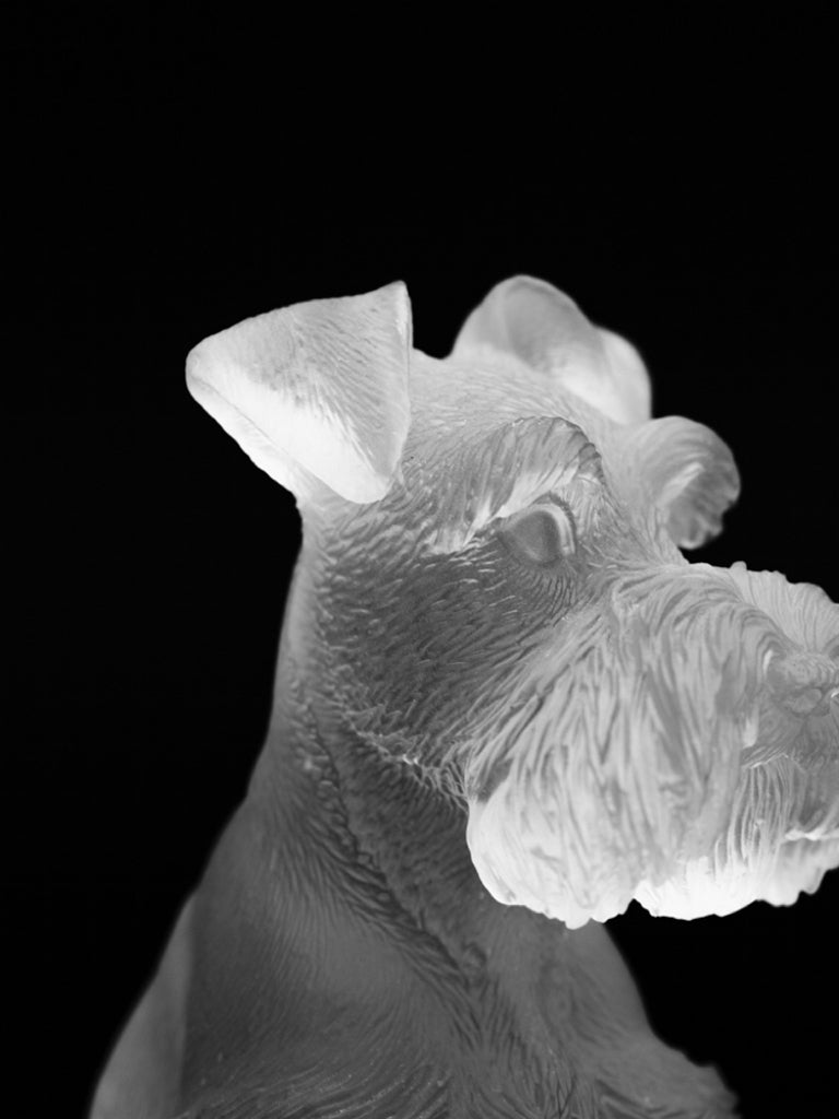 Art Deco Scandinavian Handmade Glass Dog Decor in Ice-Clear Finish Denmark Import