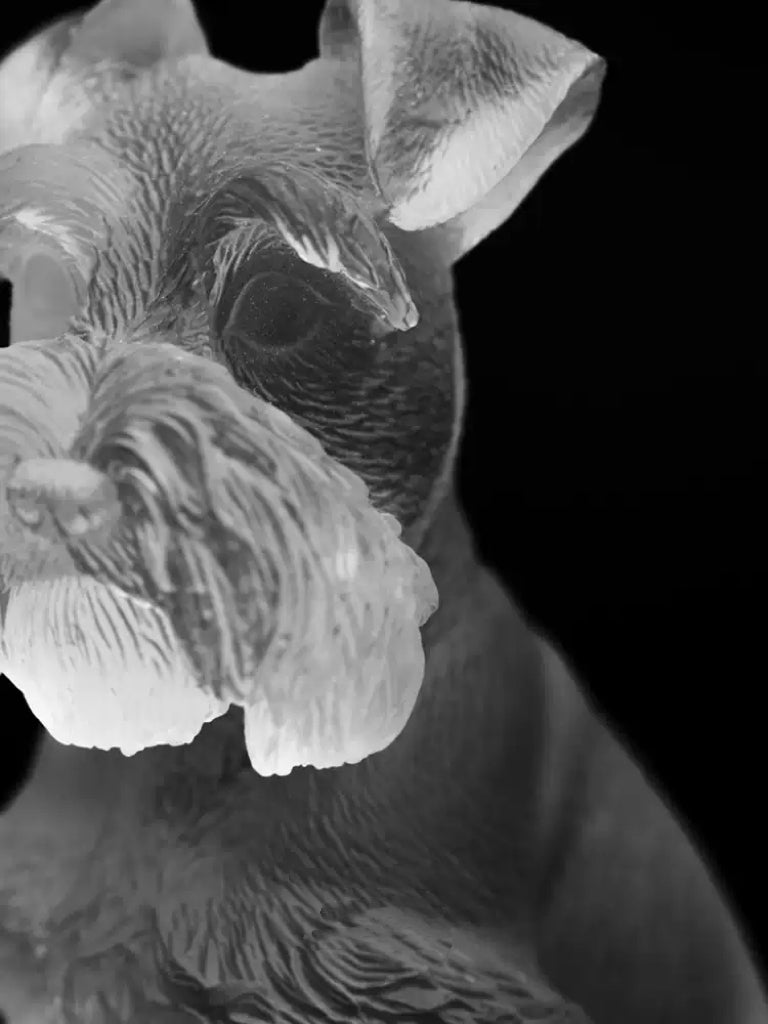 Art Deco Scandinavian Handmade Glass Dog Decor in Ice-Clear Finish Denmark Import