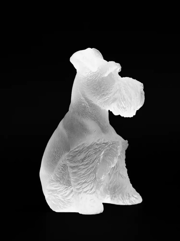 Art Deco Scandinavian Handmade Glass Dog Decor in Ice-Clear Finish Denmark Import