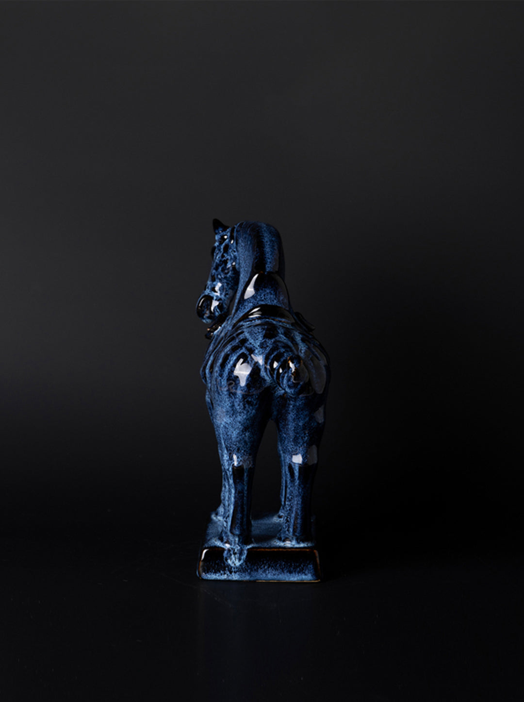 Vintage-Inspired Oriental Handmade Blue Horse Sculpture and Decorative Figurine