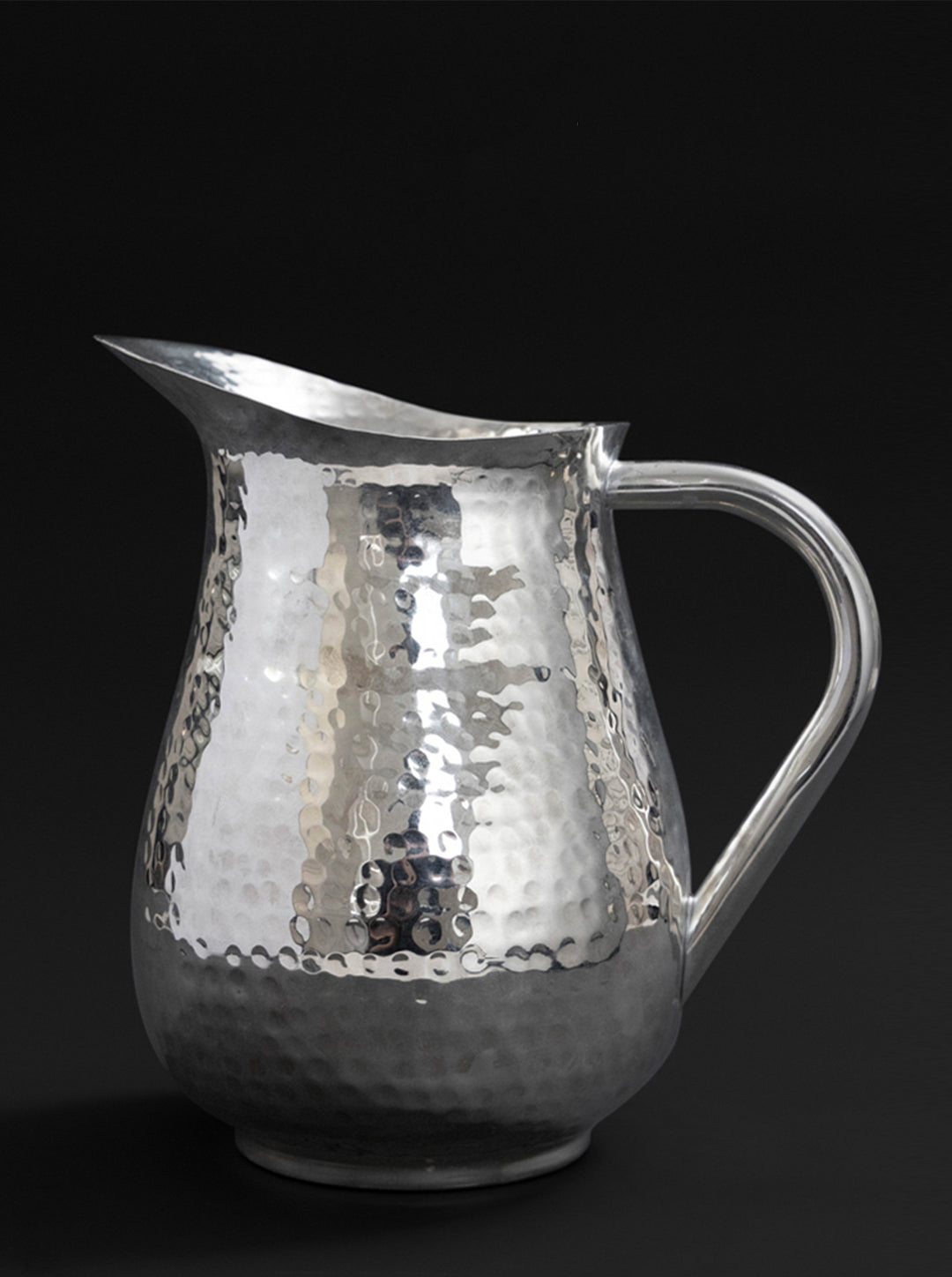 Vintage-Inspired Regency Handmade Indian Brass Vase with Hammered Pitcher and Silver Chrome Finish