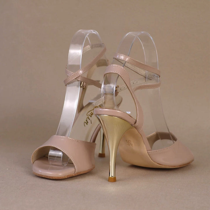 Nude Elegance – Handmade Patent Leather Nude Tango Heels