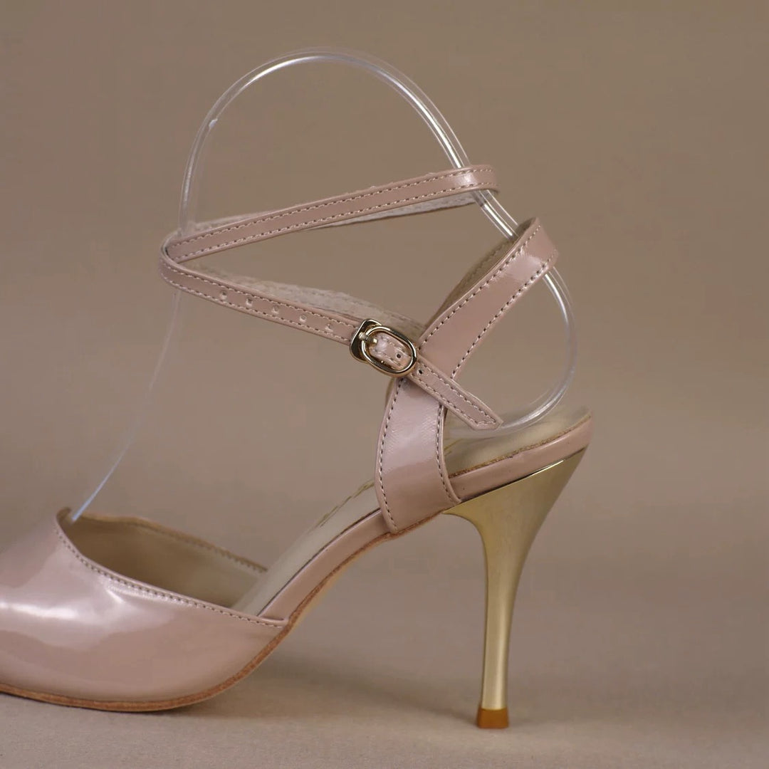 Nude Elegance – Handmade Patent Leather Nude Tango Heels