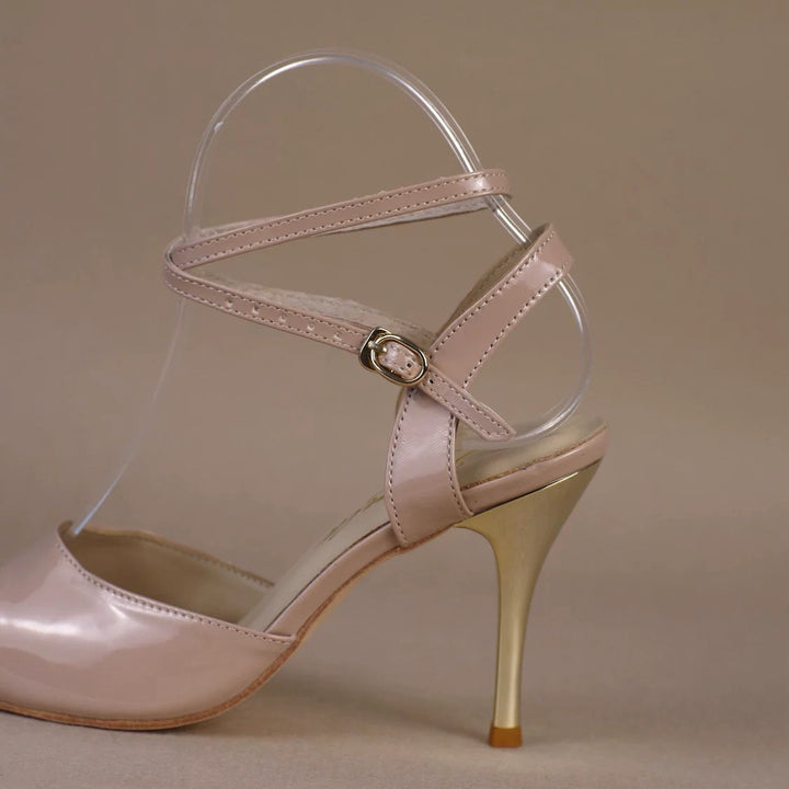 Nude Elegance – Handmade Patent Leather Nude Tango Heels