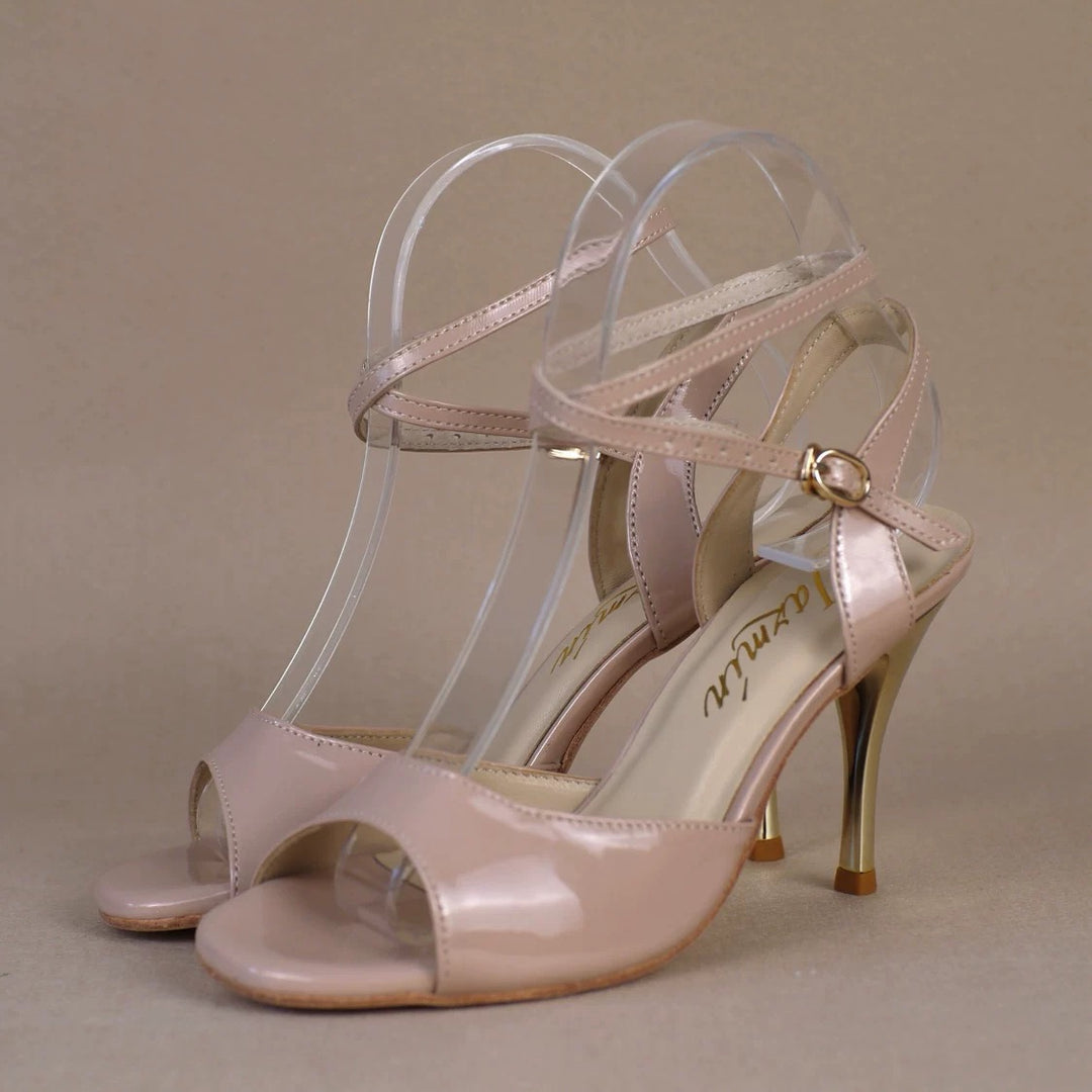 Nude Elegance – Handmade Patent Leather Nude Tango Heels