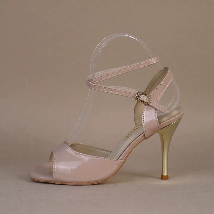 Nude Elegance – Handmade Patent Leather Nude Tango Heels