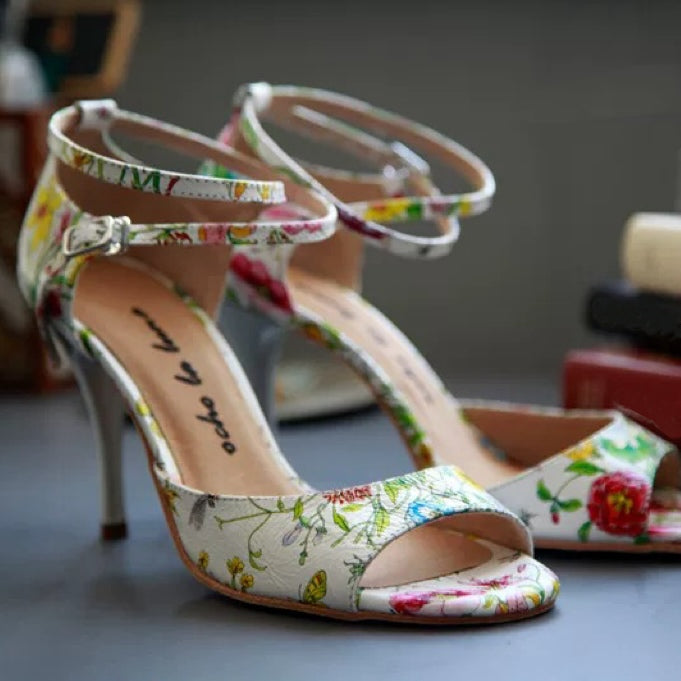 "Garden Sonata" – Handmade Floral Tango Heels