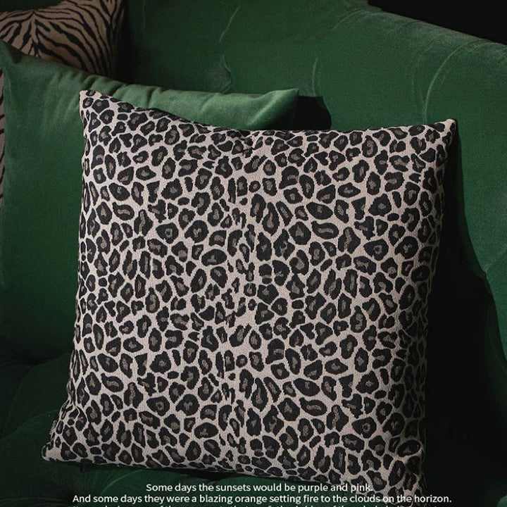 Handmade Leopard Print Cushion – Eclectic Couch Pillow & Rustic Vintage Cushion Accent