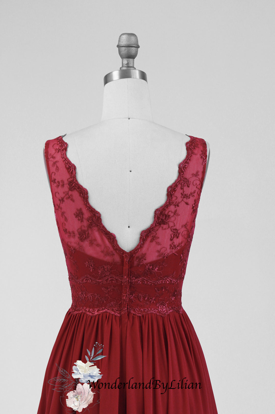 Red Chiffon A-Line Bridesmaid Dress with Embroidered Lace Overlay - Designer Bridesmaids Dresses - Multiple Color - Plus Size Size 14 / Red Red Chiffon A-Line Bridesmaid Dress with Embroidered Lace Overlay - Designer Bridesmaids Dresses - Multiple Color - Plus Size Size 14 / Red