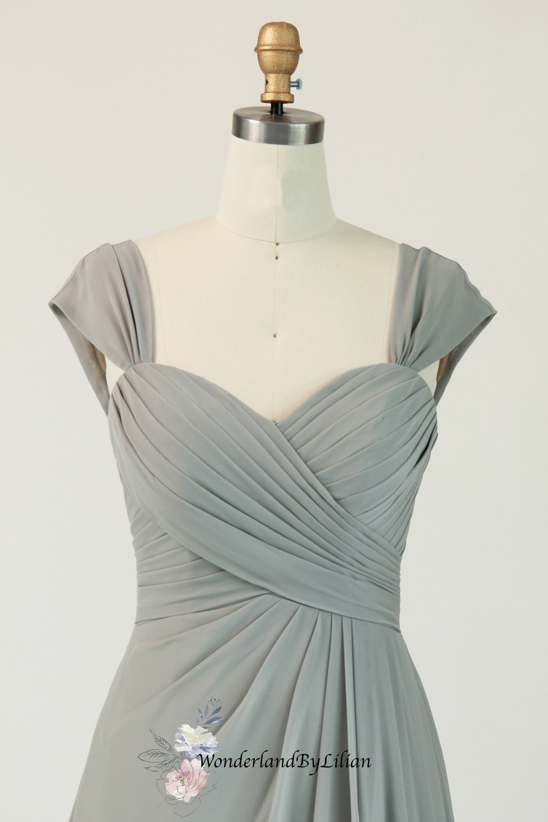 Grey Chiffon Bridesmaid Dress with Sweetheart Neckline - Grey Bridesmaid Dresses with Off-Shoulder - Multiple Colors - Plus Size Size 16W / Grey Grey Chiffon Bridesmaid Dress with Sweetheart Neckline - Grey Bridesmaid Dresses with Off-Shoulder - Multiple Colors - Plus Size Size 16W / Grey