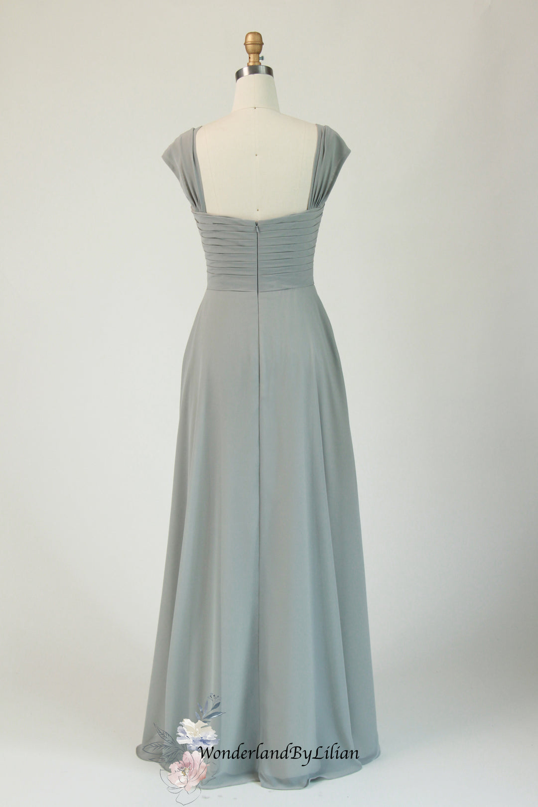 Grey Chiffon Bridesmaid Dress with Sweetheart Neckline - Grey Bridesmaid Dresses with Off-Shoulder - Multiple Colors - Plus Size Size 16W / Grey Grey Chiffon Bridesmaid Dress with Sweetheart Neckline - Grey Bridesmaid Dresses with Off-Shoulder - Multiple Colors - Plus Size Size 16W / Grey