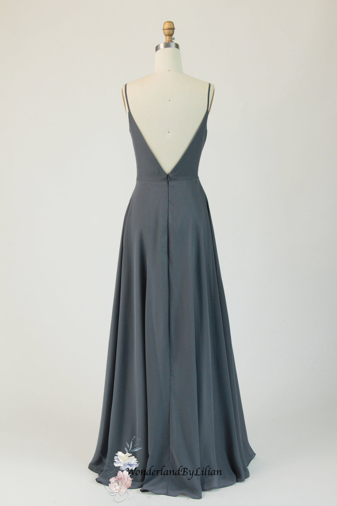 a line designer dresses Grey Chiffon A-Line Bridesmaid Dress with Crossover Bodice - Designer Bridesmaids Dresses with Asymmetrical Skirt - Multiple Colors